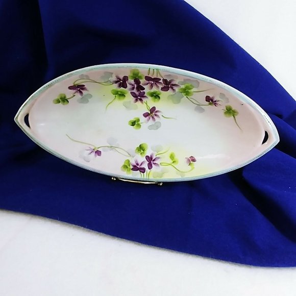 Celery Condiment Dish Bowl Nippon Jonroth Studios Hand Painted 13.5" - Picture 9 of 10